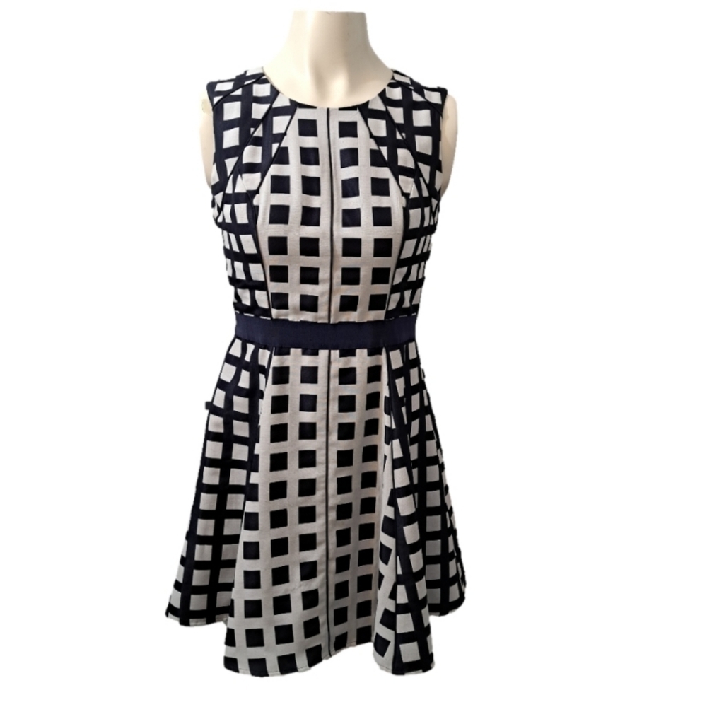 Jessica Simpson Black, blue  and White Checkered Dress